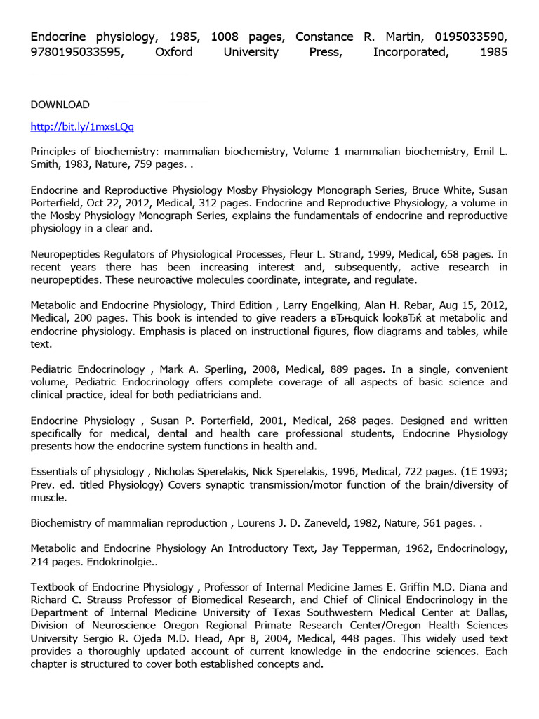 Endocrine Physiology Pdf Endocrinology Physiology