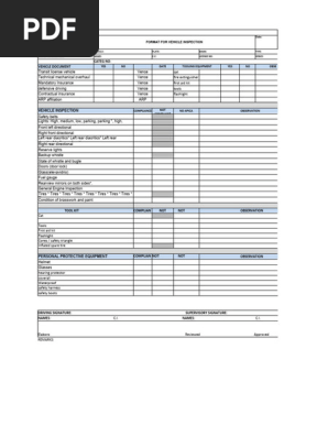 Vehicle Inspection Format