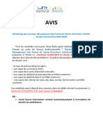 TI Avis de Dépot de Dossier Et de Concours MSMPV 2023 24