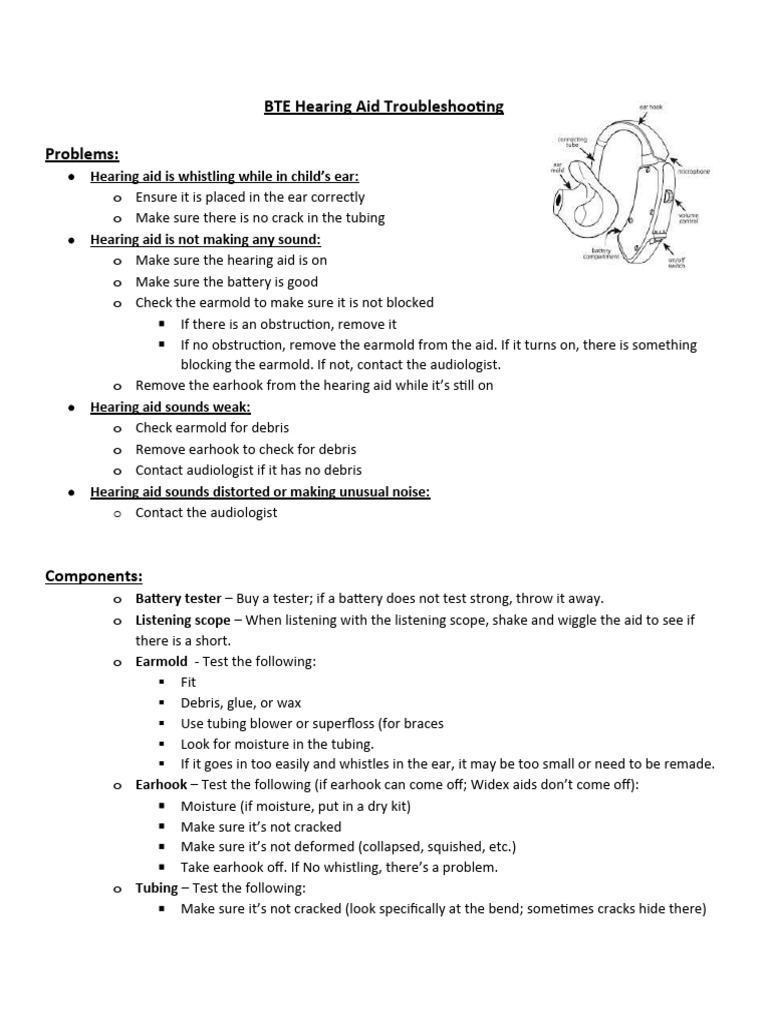 Bte hearing aid troubleshooting pdf