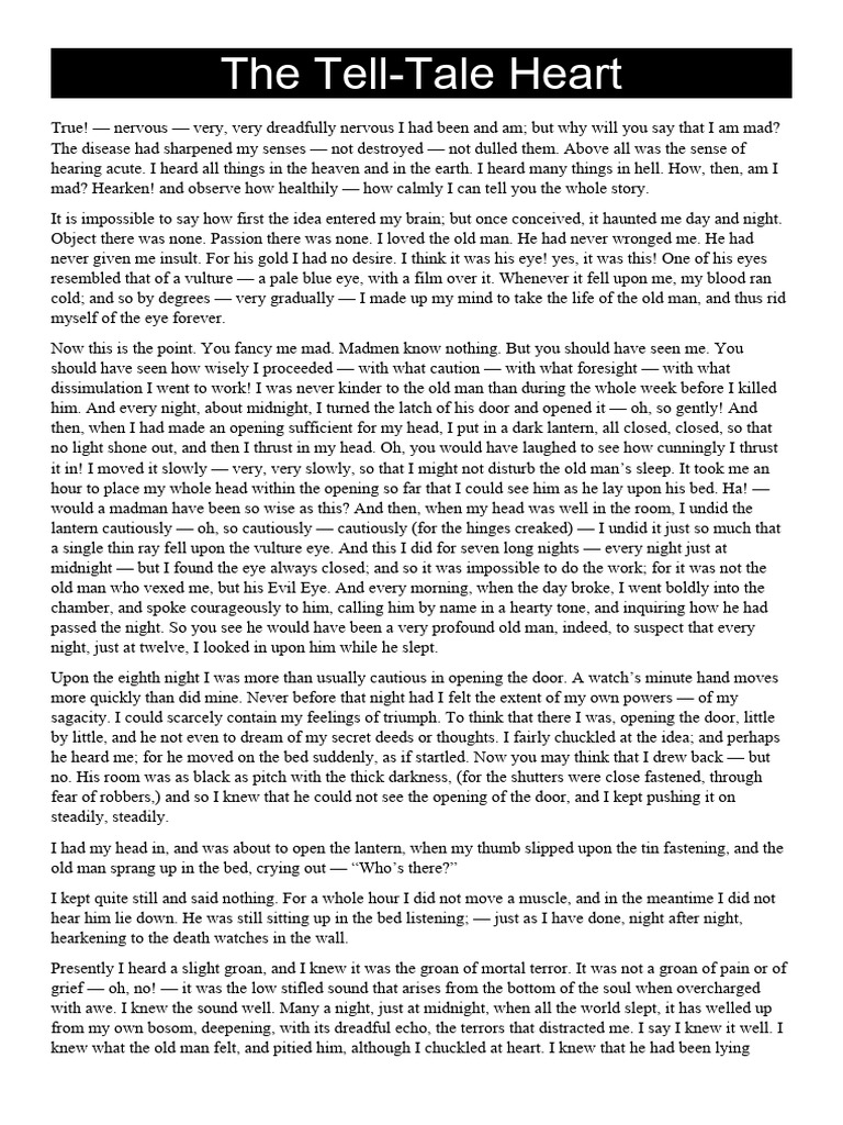 Summary Of The Tell Tale Heart In One Paragraph