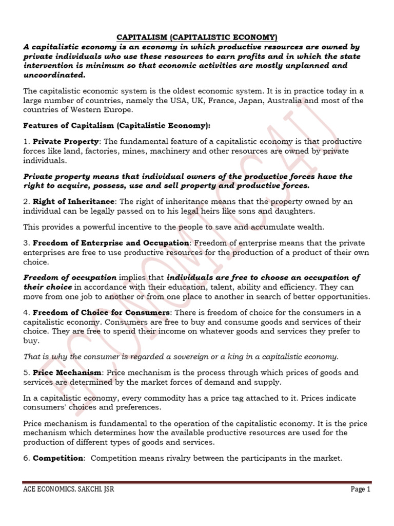 Capitalism 1 Pdf Capitalism Market Economics