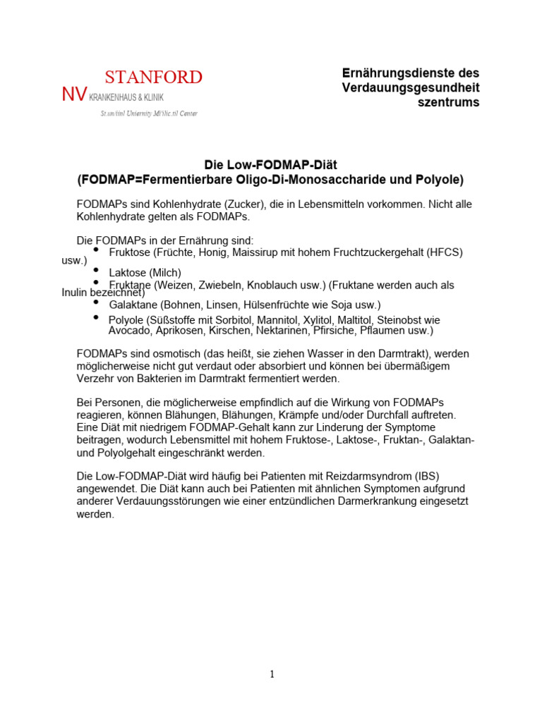 Fodmap Diet Pdf Stanford Pdf