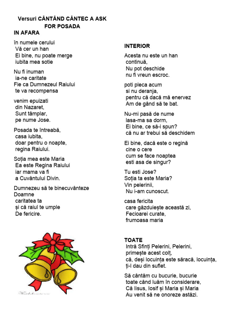 Versuri Canto Song To Ask For Posada | PDF