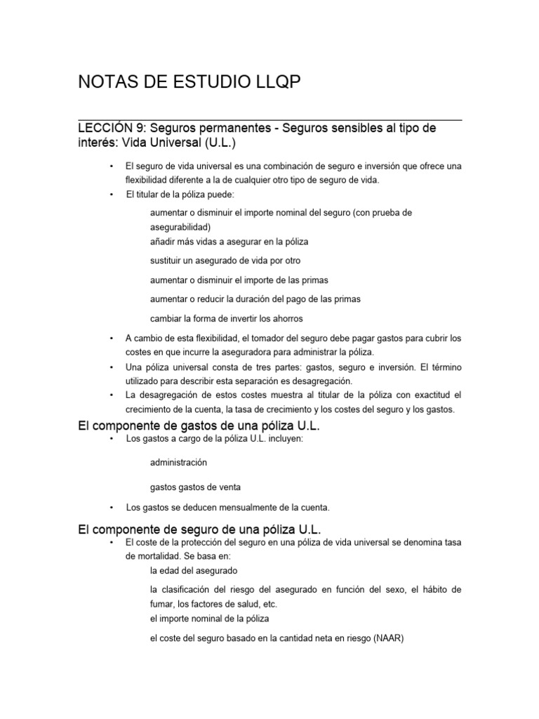 Llqp notas de estudio descargar gratis pdf p liza de seguros seguro