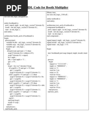 Serial multiplier vhdl code generator