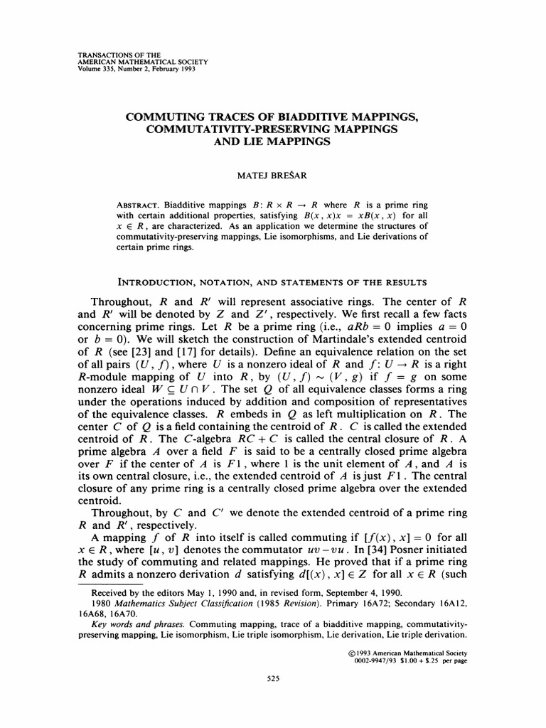Commuting Traces Of Biadditive Mappings Commutativity Preserving 