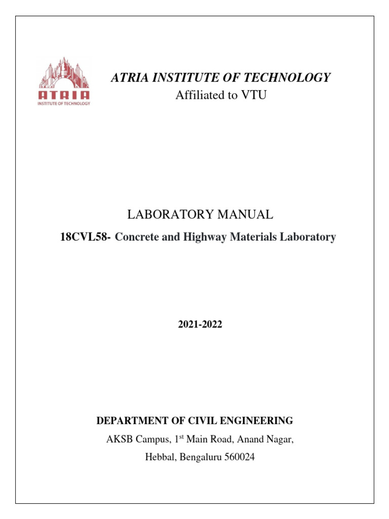 18CVL58 Concrete and Highway Materials Laboratory | PDF