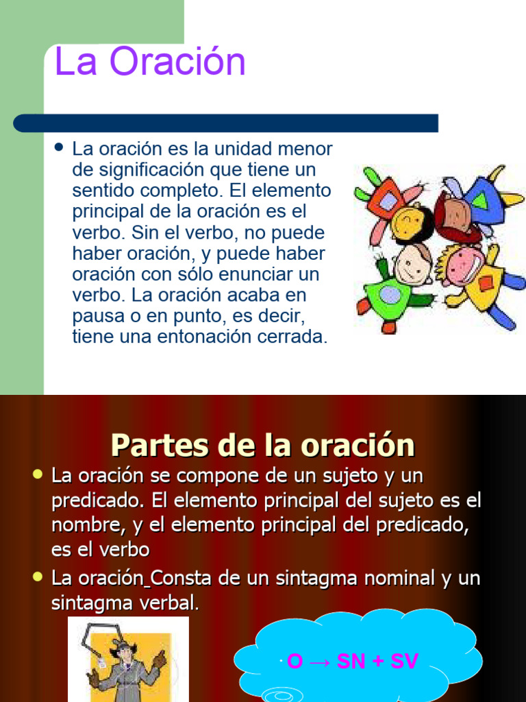 Estructura y partes de la oración | PDF | Predicado (Gramática ...