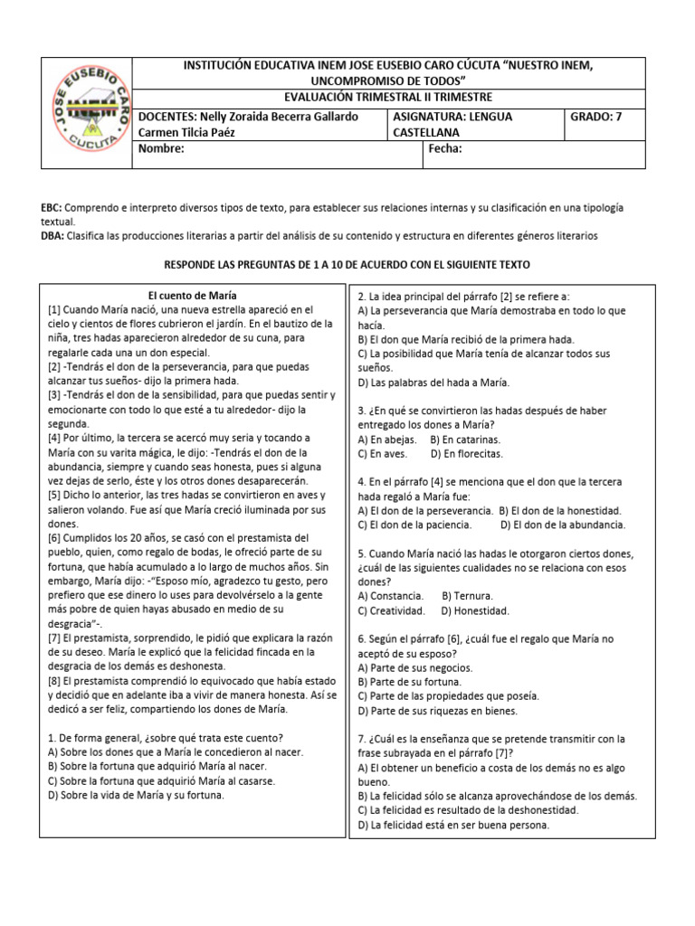 Ev Trimestral LC 7 | PDF