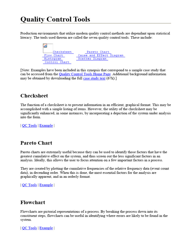 Overview of 7 Quality Control Tools | PDF | Statistics
