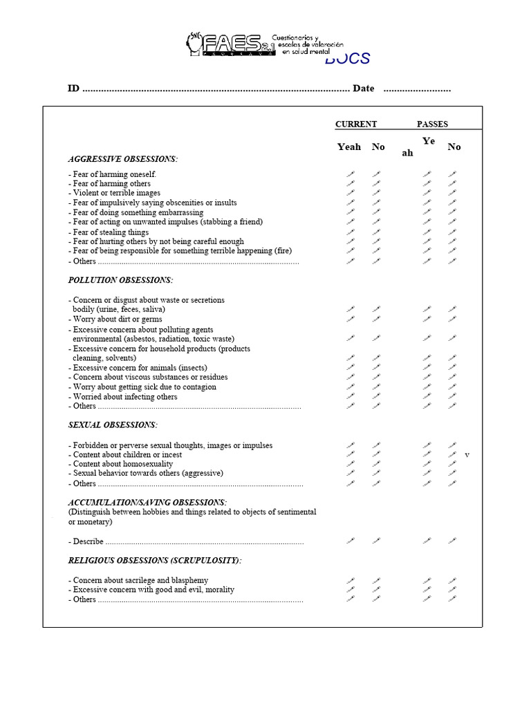 Obsessive-Compulsive Behavior Assessment | PDF | Behavioural Sciences ...