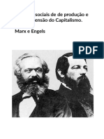 Relações Sociais de de Produção e A Compreensão Do Capitalismo. Marx e Engels