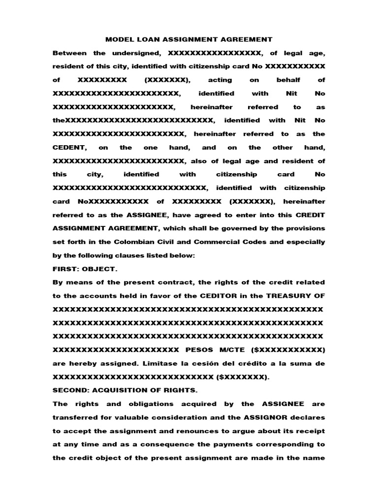 Credit Assignment Agreement Template | PDF