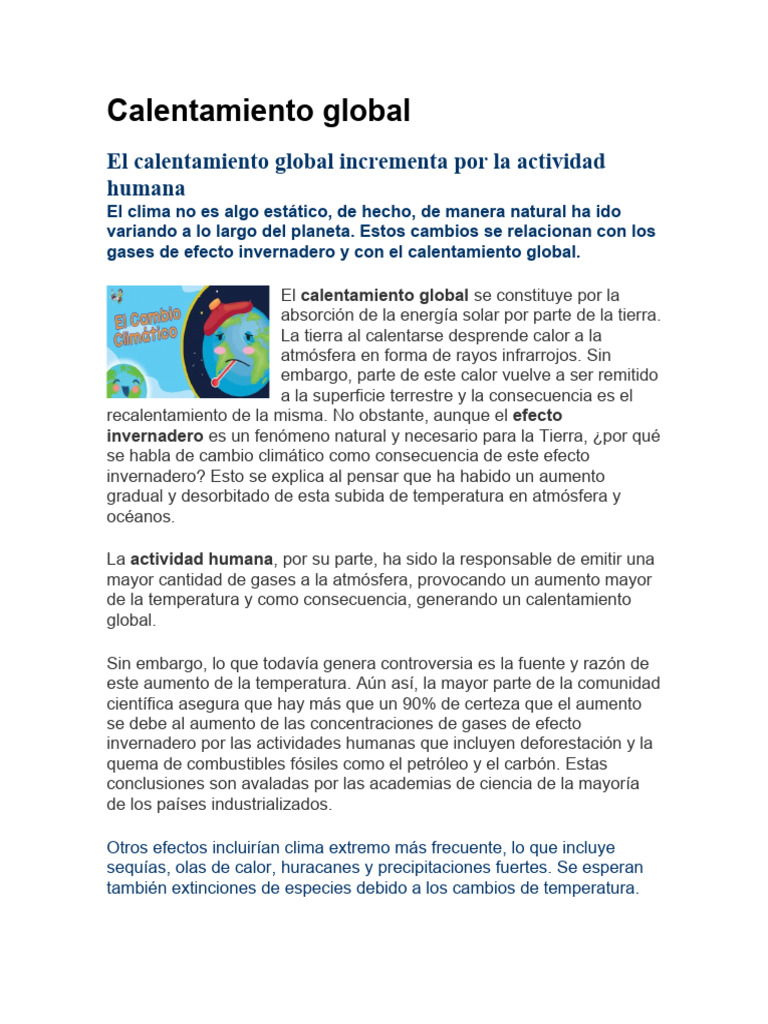 Causas y Consecuencias del Calentamiento Global | PDF