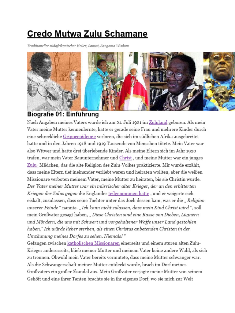 Credo Mutwa Zulu Schamane | PDF