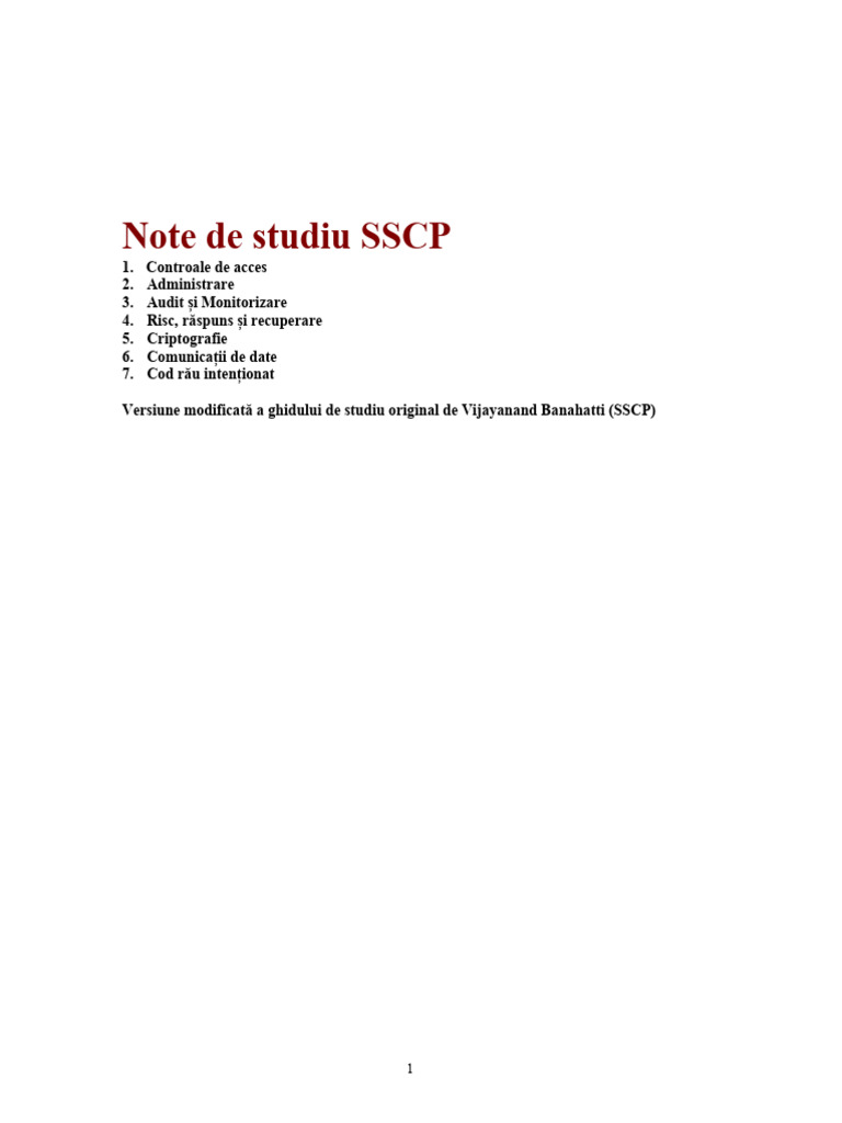 Note SSCP | PDF