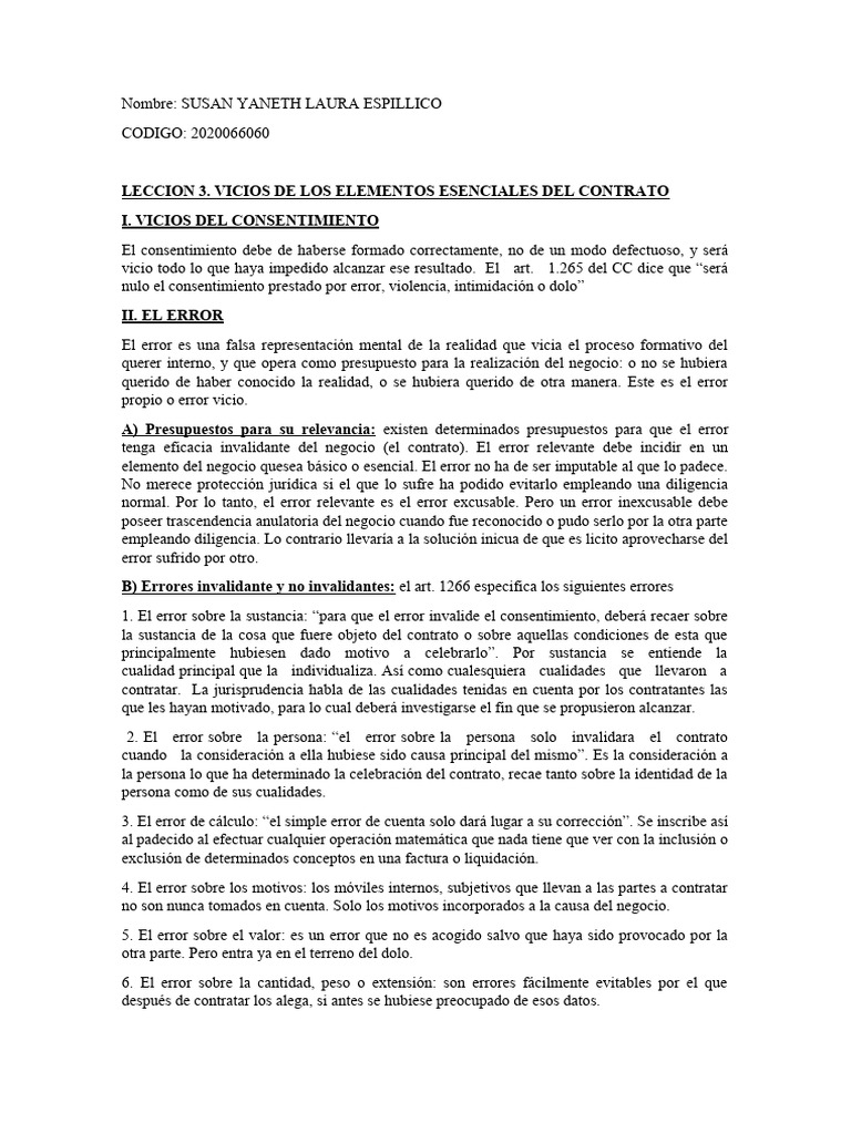 Elementos Esenciales de Los Contratos | PDF | Intención (Derecho Penal ...
