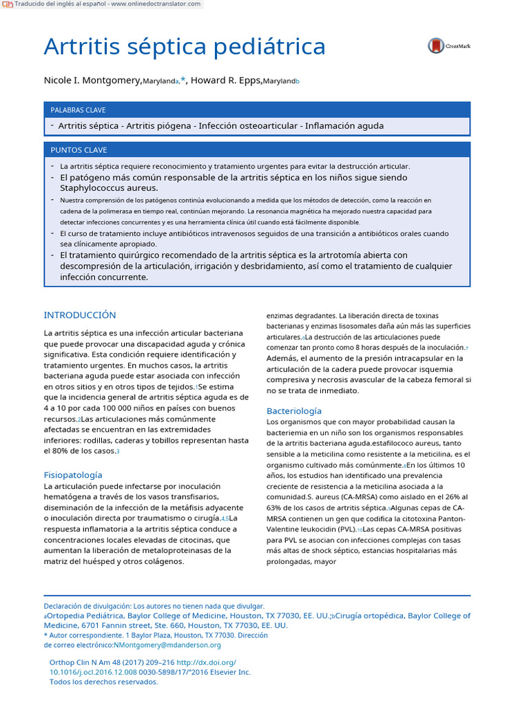 Pediatric Septic Arthritis (1) (1) .En Es PDF Artritis