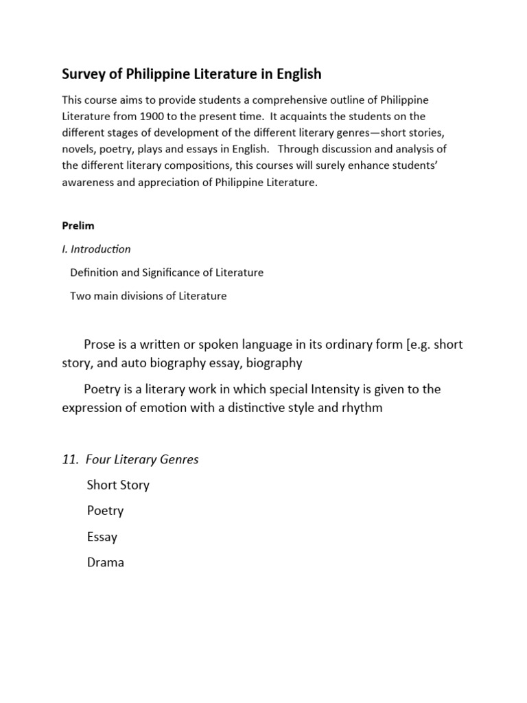 What Is Survey Of Philippine Literature In English All About