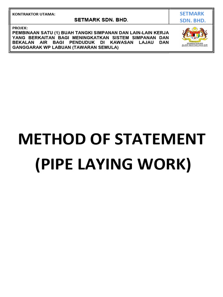 Pipe Laying Method Statement | PDF | Technology & Engineering