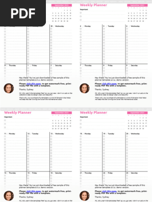 Colored Onepage Weekly Planner a5 to a4