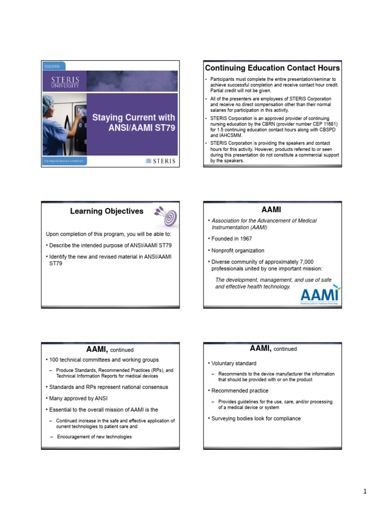 Updates to ANSI/AAMI ST79:2017 Standards | PDF