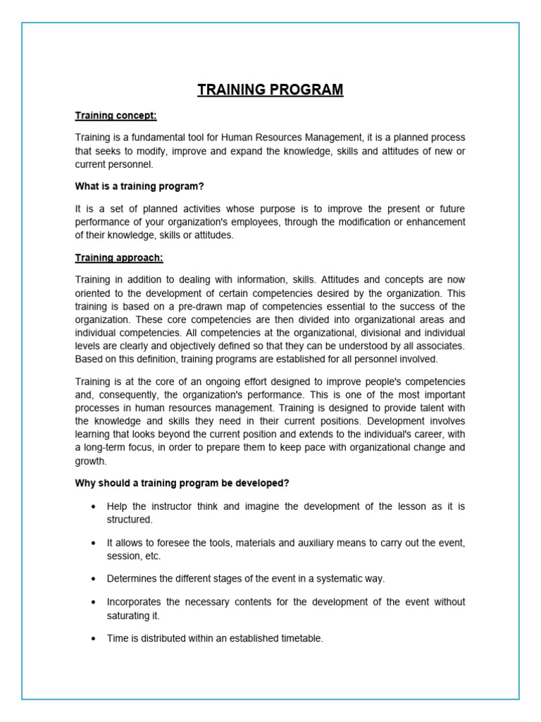 Personnel Training Program | PDF | Goal | Human Resources