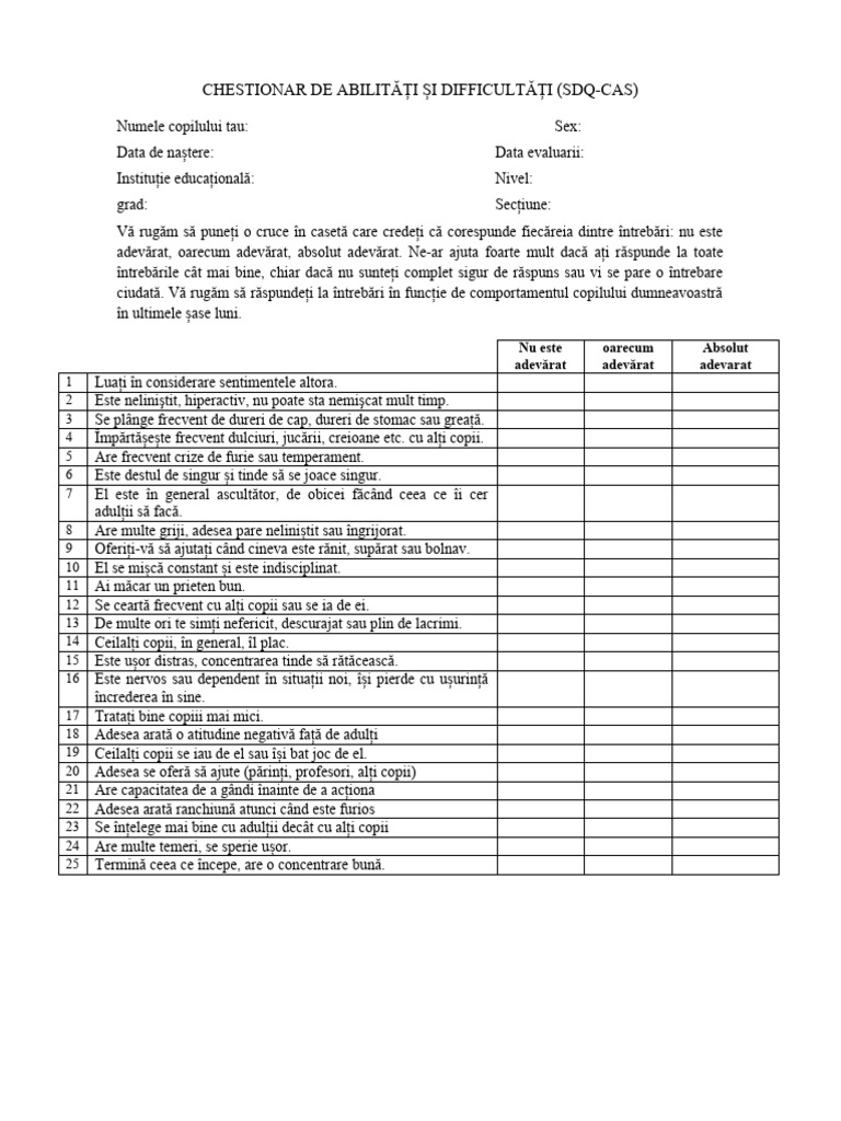 SDQ Protocol 2 4 | PDF