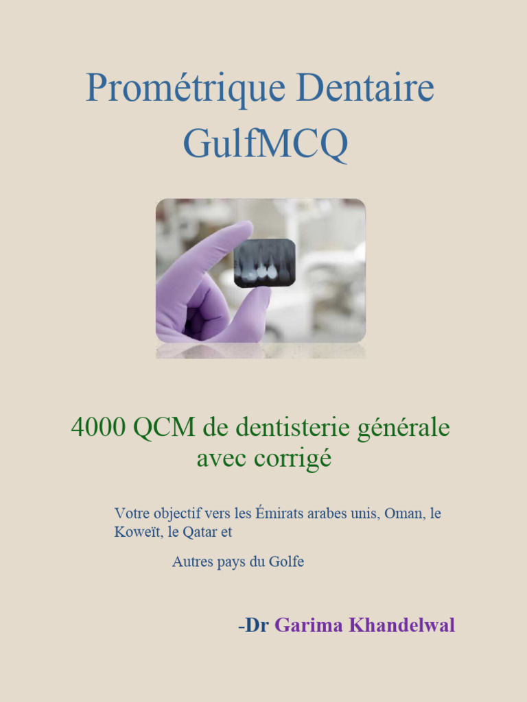 Questions Prometric Dentaire: 4000 QCM | PDF | Dent | Émail dentaire