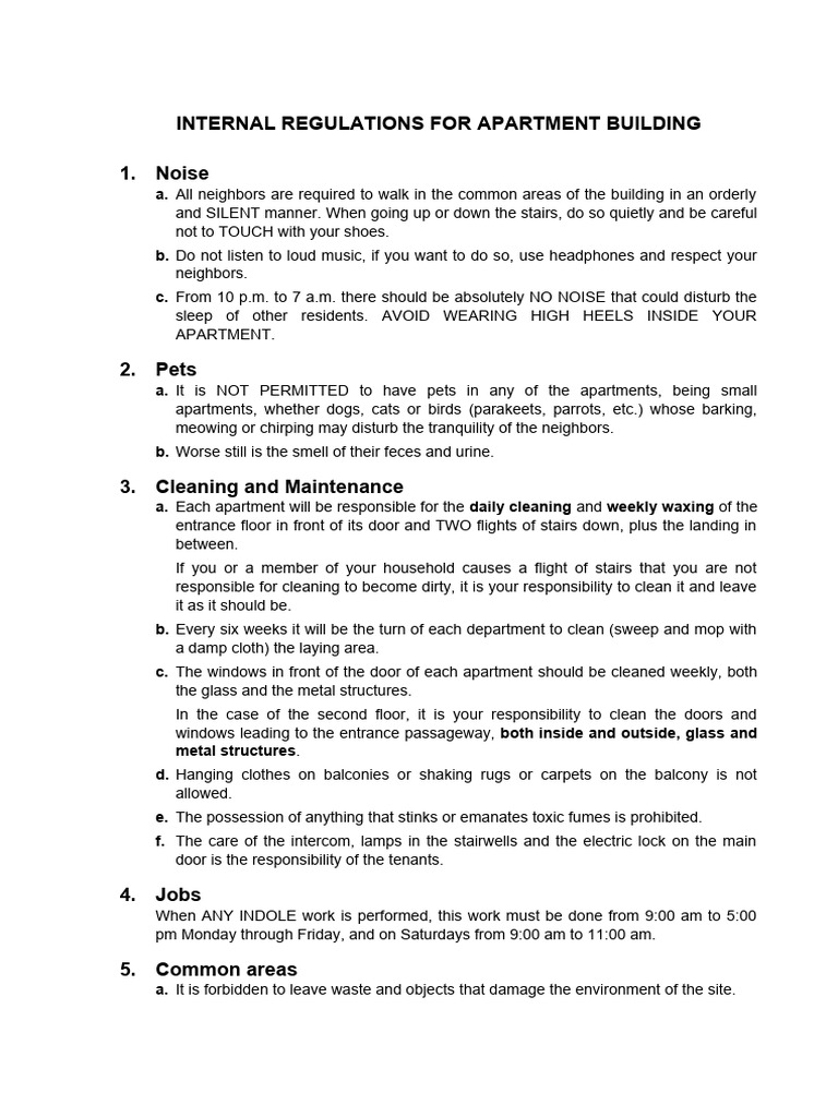 Internal Regulations of the Apartment Building PDF