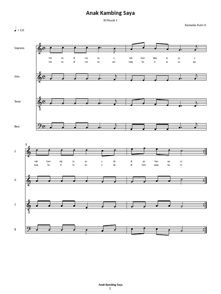 Lirik Lagu Anak Kambing Saya | PDF