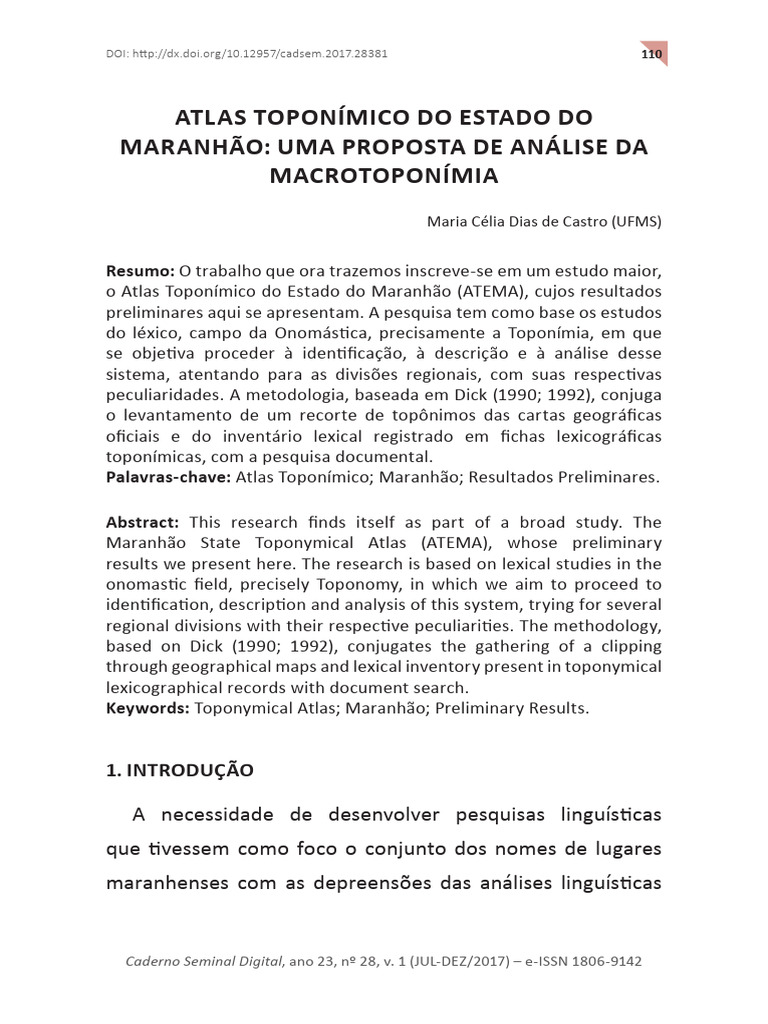 Atlas Toponimico Do Estado Do Maranhao Uma Propost | PDF | Geografia ...