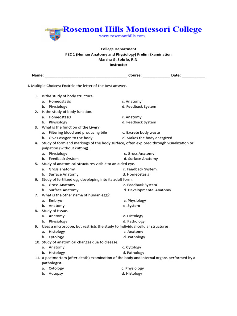 prelim-exam-pec-1-human-anatomy-and-physiology-pdf-anatomy
