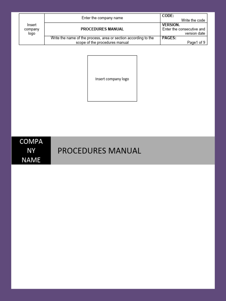 Procedures Manual Template | PDF | Scope (Computer Science) | Information