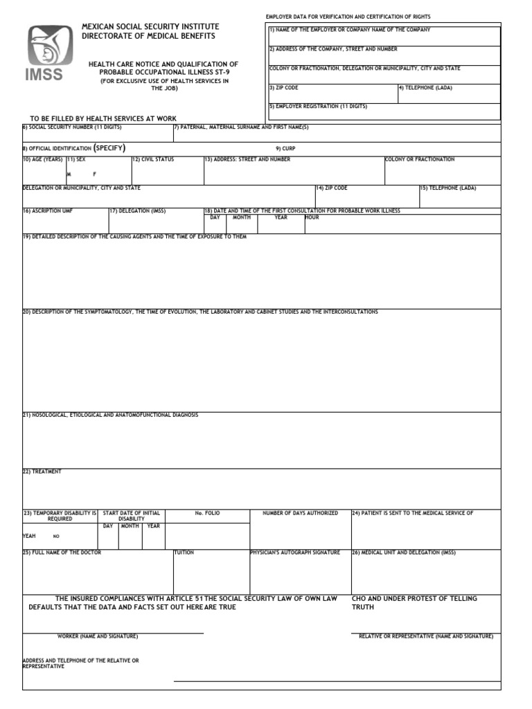 Form ST 9 Notice of Medical Attention and Qualification of Probable