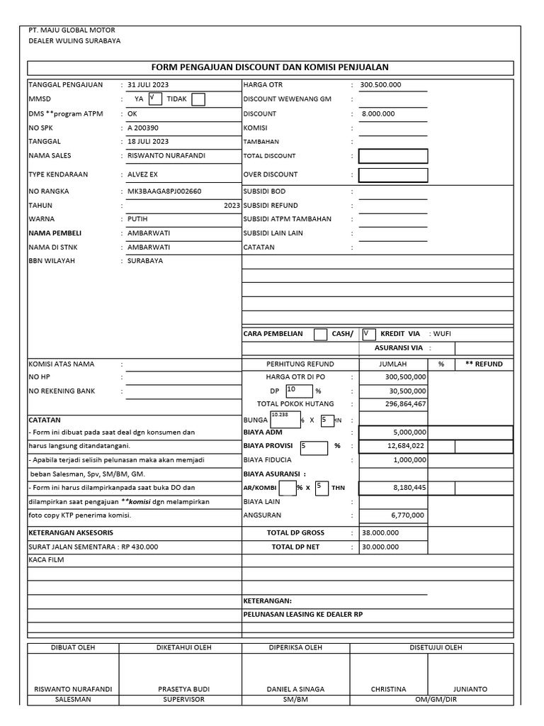 Form Pengajuan Diskon dan Komisi | PDF