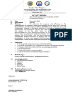 Activity Design For Year End Assessment and Evaluation of Cdws