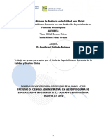 Diagnóstico y Sistema de Auditoría de La Calidad para Dirigir Intervenciones de Problema Gerencial en Una Institución Especializada en Pacientes Neurológicos