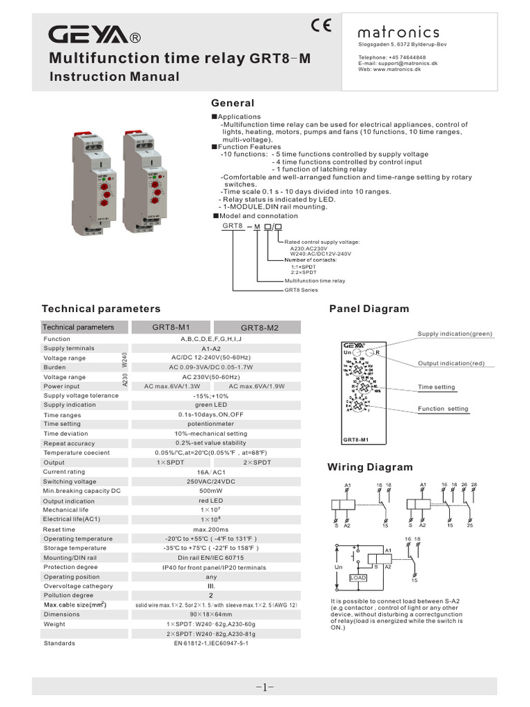GRT8-M Multifunction Time Relay Manual | PDF | Relay | Alternating Current