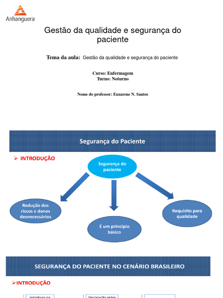 Gestão da Qualidade e Segurança do Paciente | PDF
