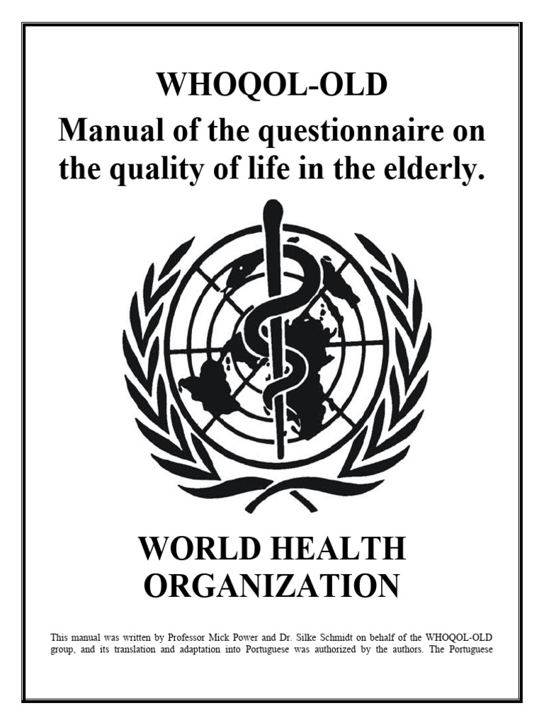 WHOQOL-OLD Questionnaire Manual | PDF | Analysis | Psychometrics