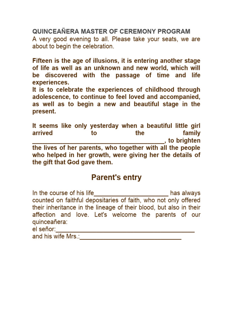 Alexandra Quinceañera Master of Ceremony Program PDF