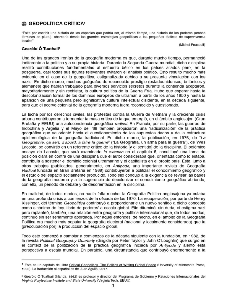 Revisionismo en Geopolítica Crítica | PDF | Pensamiento | Geopolítica