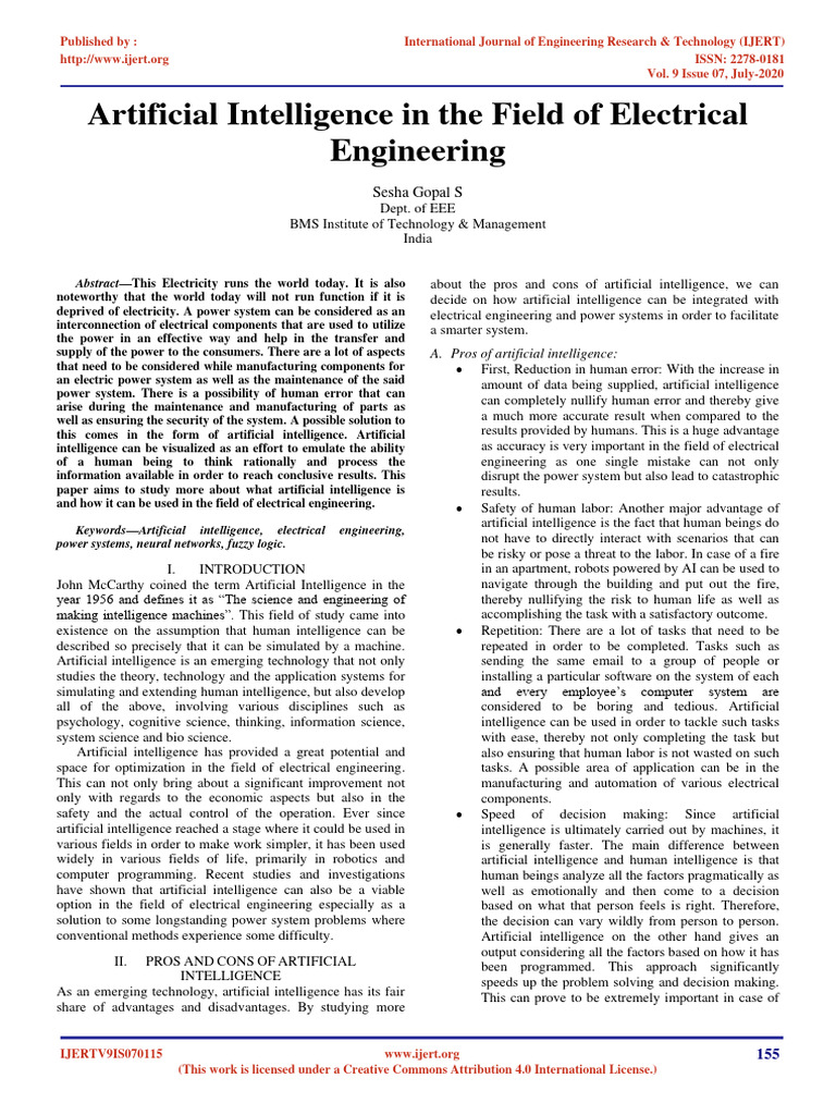 AI Applications in Electrical Engineering | PDF | Computers ...