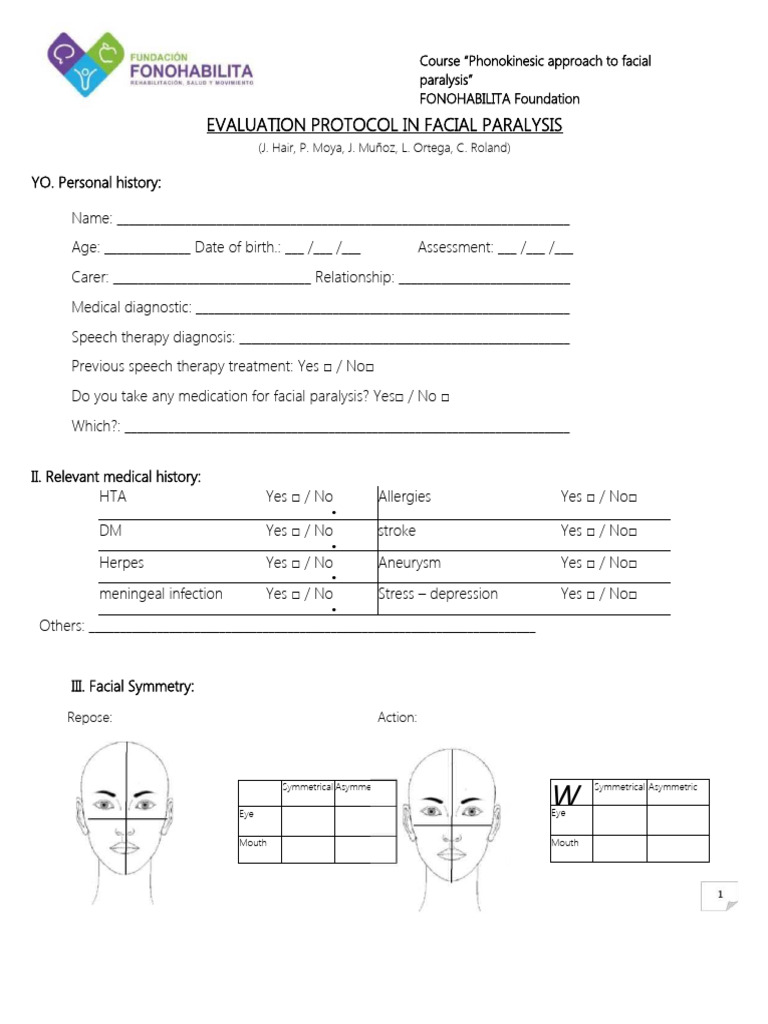 Facial Paralysis Evaluation Protocol | PDF | Tongue | Lip
