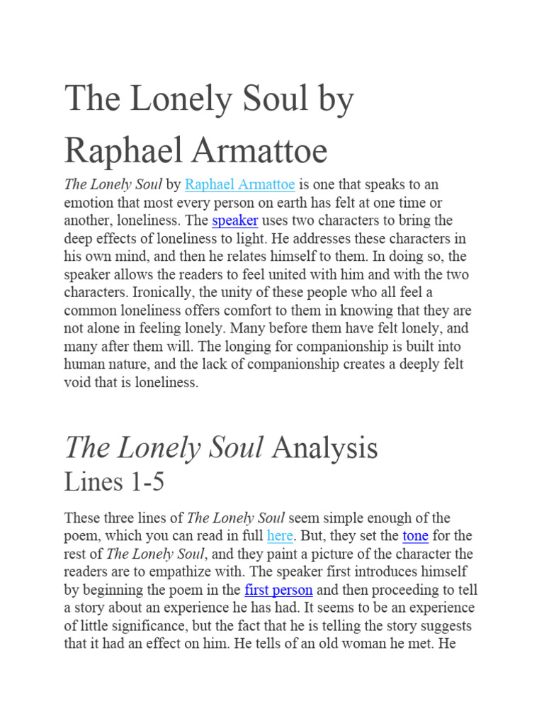 The Lonely Soul by Raphael Armattoe PDF