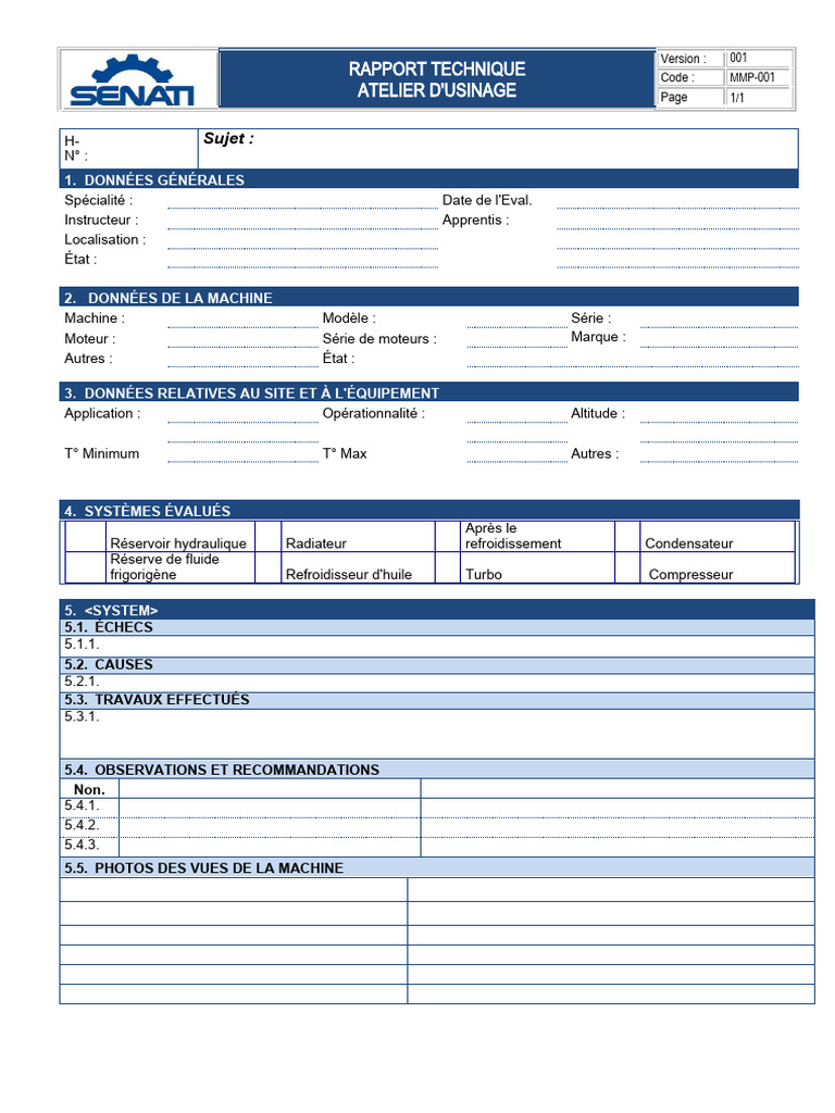 Rapport Technique Atelier Usinage | PDF | Technologie des véhicules ...
