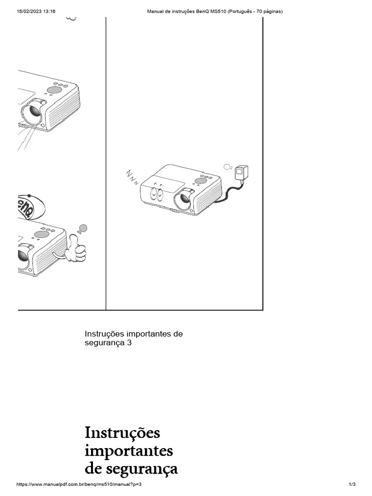 Manual de Instruções BenQ MS510 (Português 70 Páginas) PDF