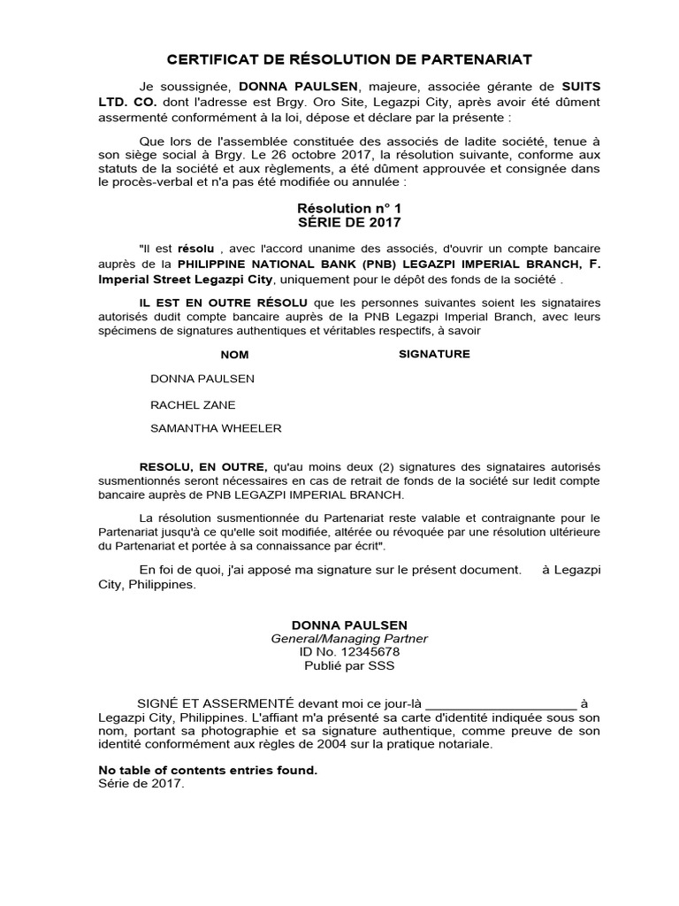 Résolution de Partenariat et Signatures | PDF